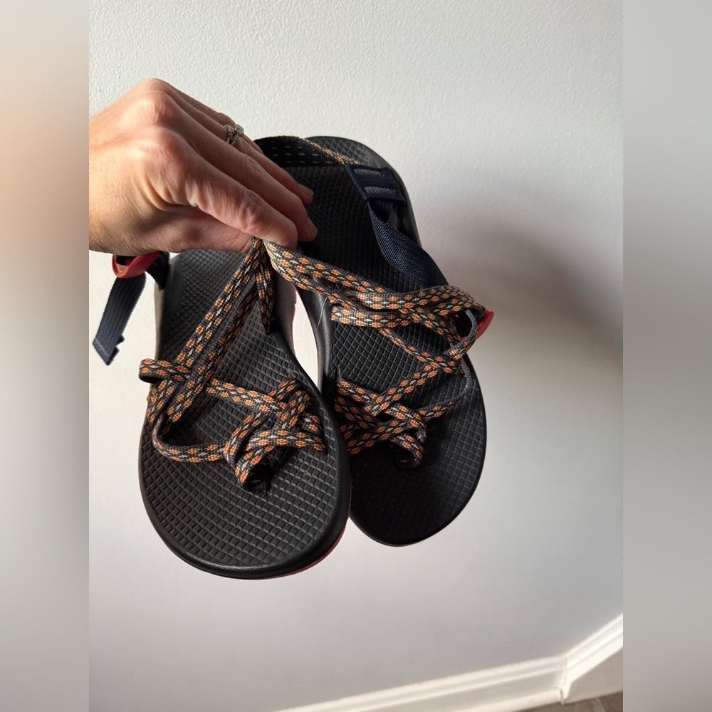 Chaco ZX Classic Double Strap Strappy Sandals Black Orange Multi Color Size 7 - Picture 4 of 12